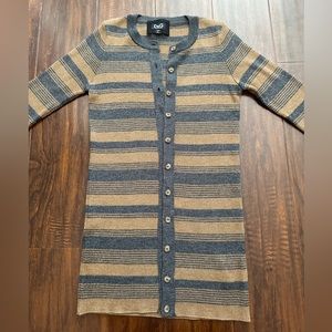 Dolce & Gabbana Button Front Cardigan Sweater Brown Gary Striped